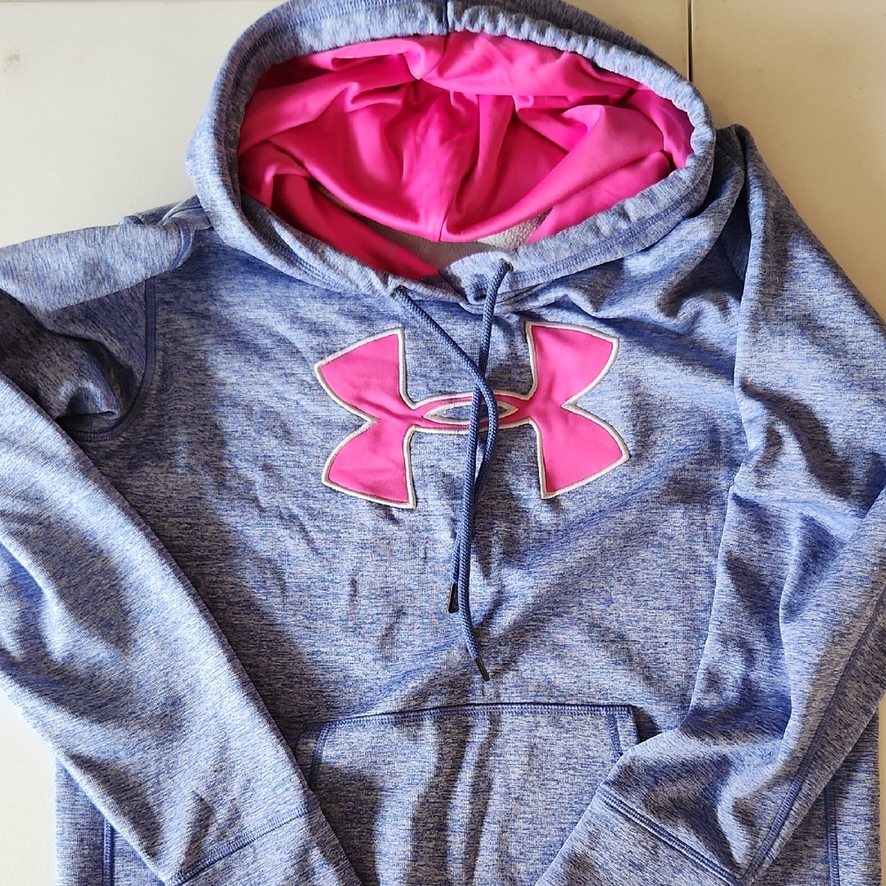 Under Armour Heathered Blue Hoodie with Pink Accents